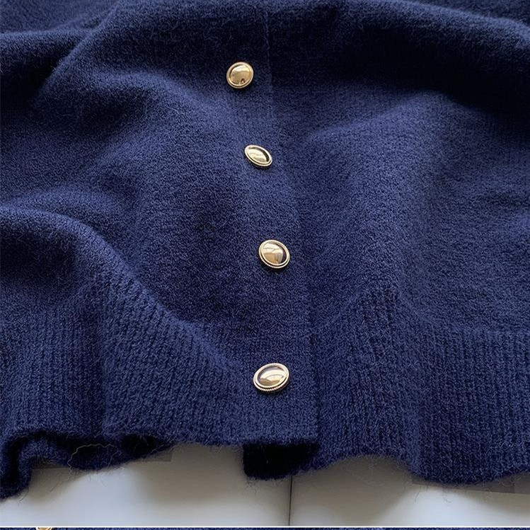 Korean Style Loose All-match Solid Color Crew Neck Sweater Coat