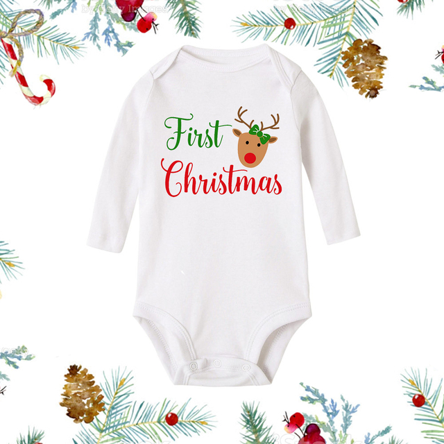 Christmas Newborn Baby White Long Sleeve Jumpsuit — foto 10