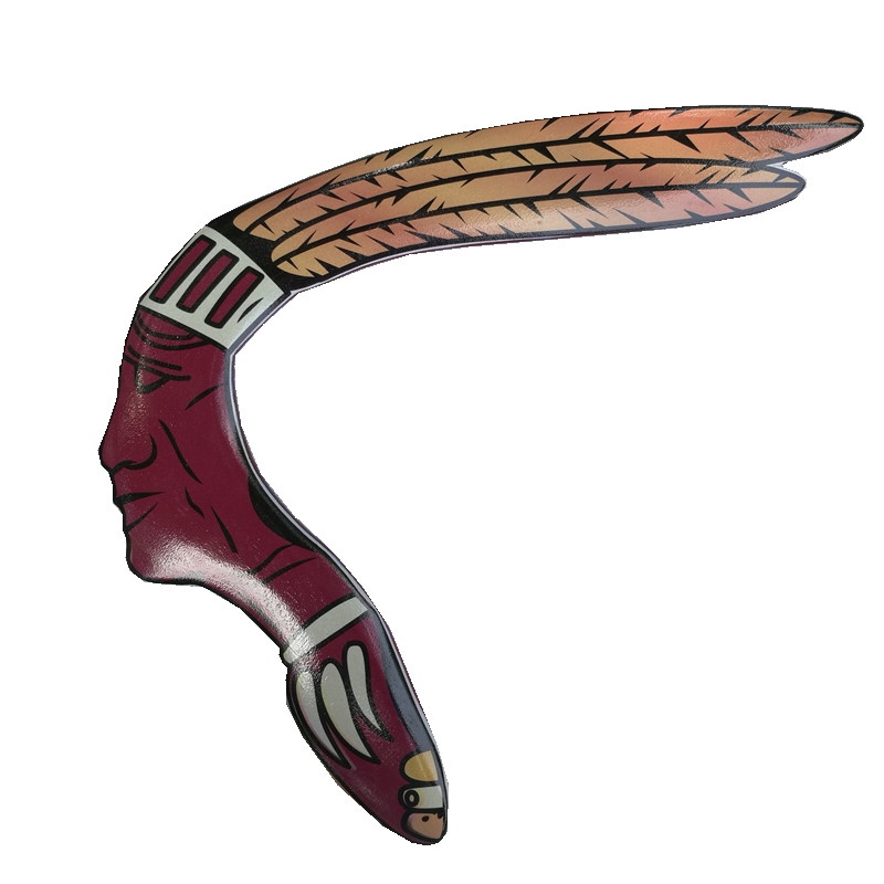 Hand-made Wooden Indigenous Boomerang (Wine Red)