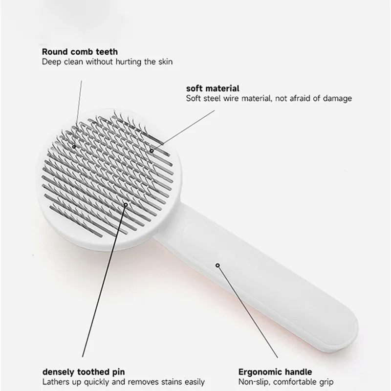 Cat grooming brush for dogs and cats, self-cleaning slicker brushes with stainless steel needle comb for pet hair removal. Self-cleaning feature for convenient grooming. Can be used as a hair remover scraper and pet grooming tool.