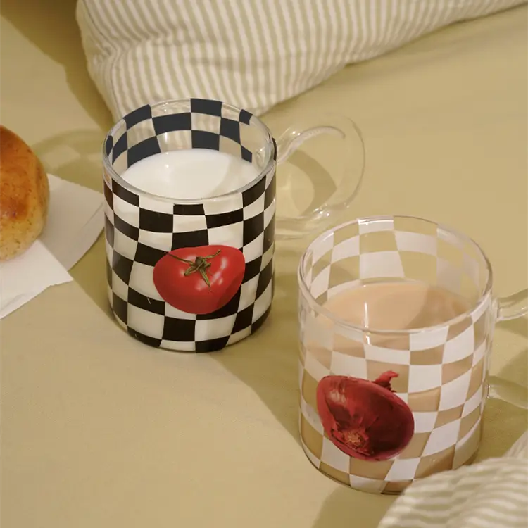 Checkerboard Retro High Temperature Printed Glass