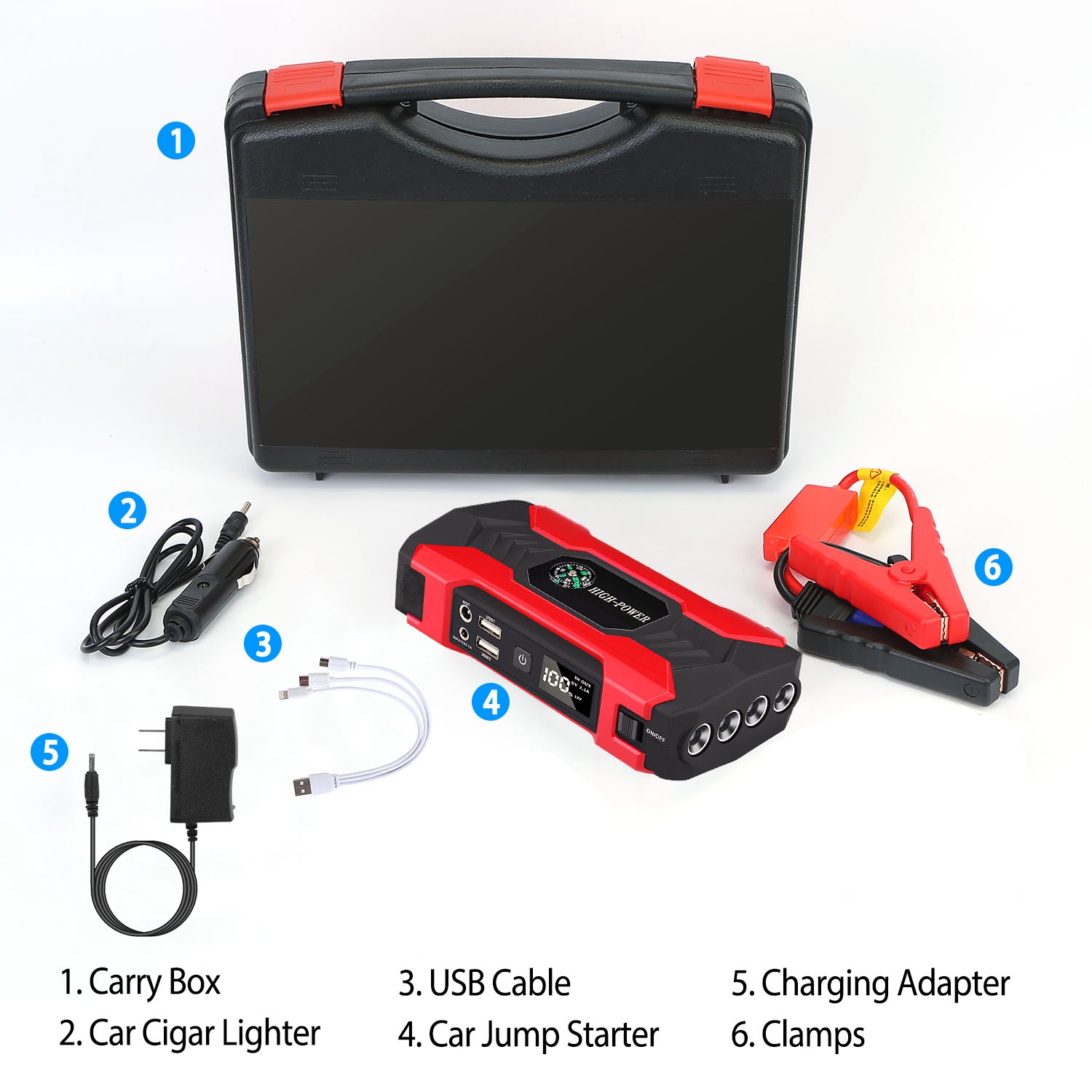 Car Jump Starter Booster 800A Peak 28000mAh 12V Battery Charger Up To 6.0L Gas Or 3.0L Diesel Engine With LCD Screen 4 Modes LED Flashlight — foto 8