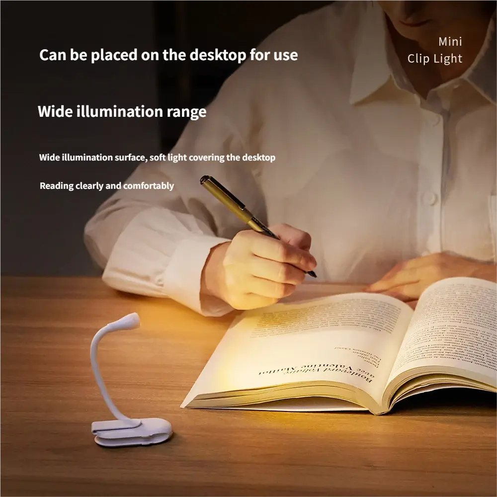 Modern Minimalist Clip-on Table Lamp 3 Colors Light USB Rechargeable