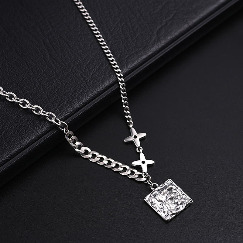 Men's Trendy Silver Fashion Stitching Necklace