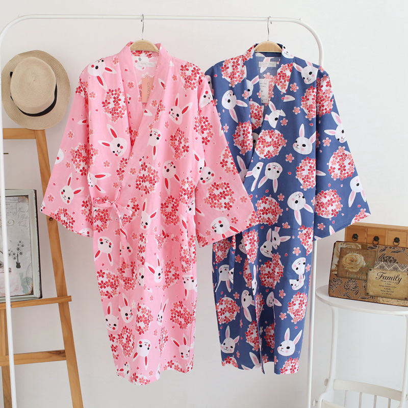 Title 6, Thin Cotton Bathrobe Cotton Pajamas Cardigan Lo...