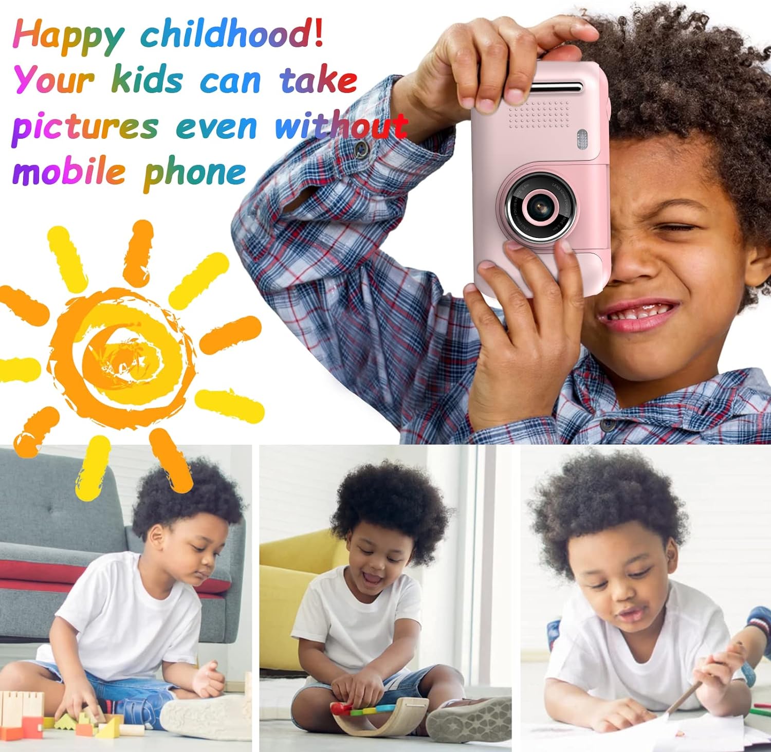 Kids Camera, Children Digital Selfie Camera For 3-12 Year Old Girls Boys With 20