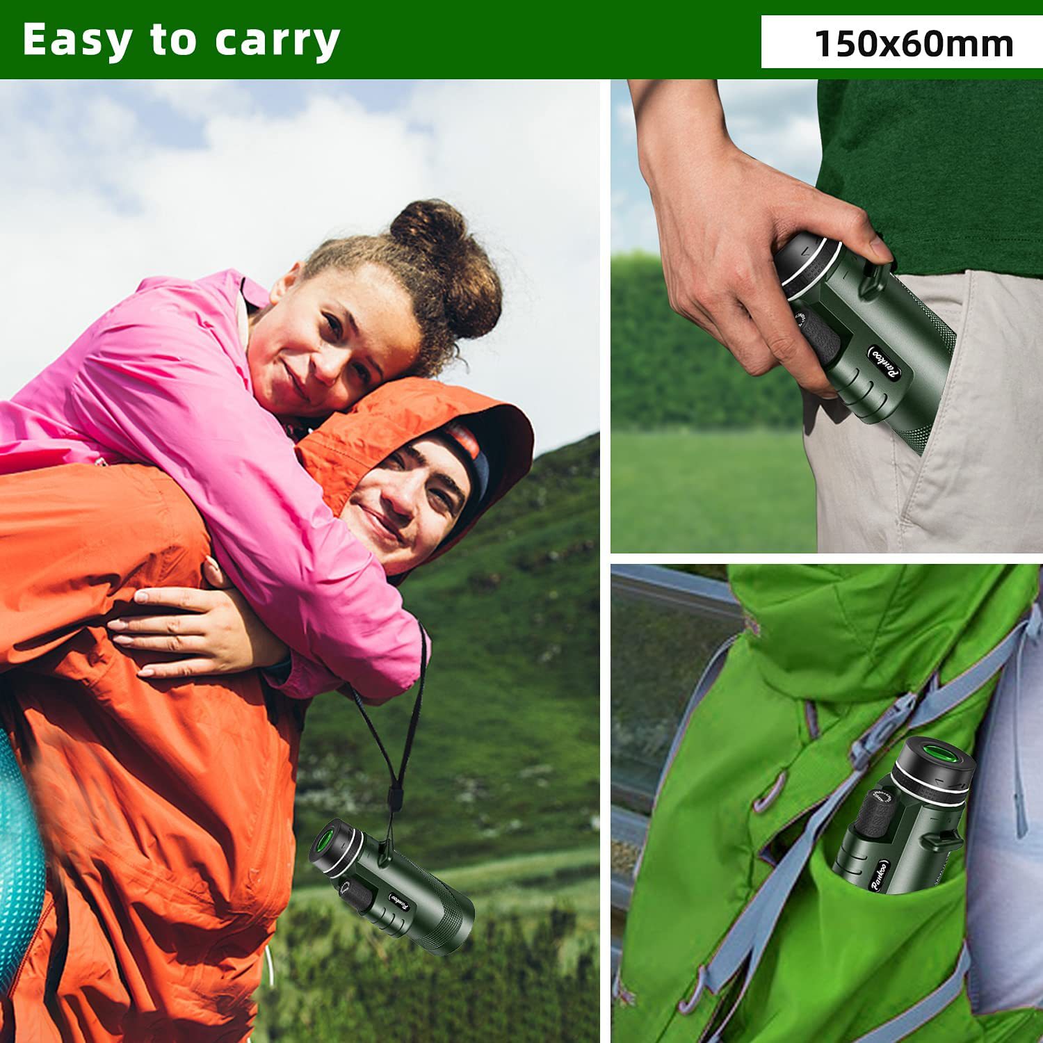 Mobile Phone Camera 40x60 Green Monocular HD - Image 4