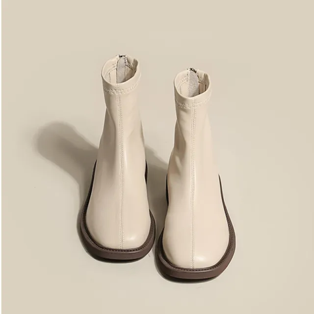 Women's Autumn And Winter Mid Tube Martin Boots Beige - Shop at LoveMi