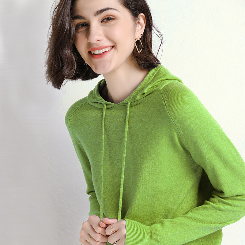 Women's Thin Sweater Hooded Sweater Avocado Green - Shop at LoveMi