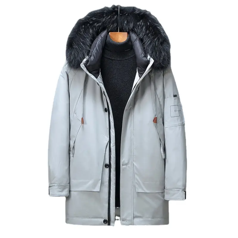 Mid Length Men's Hoodie With Fur Collar Pie Overcome