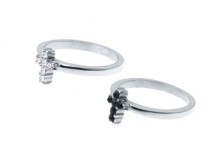 Title 6, Cross Ring With Diamond And Zirconia For Men