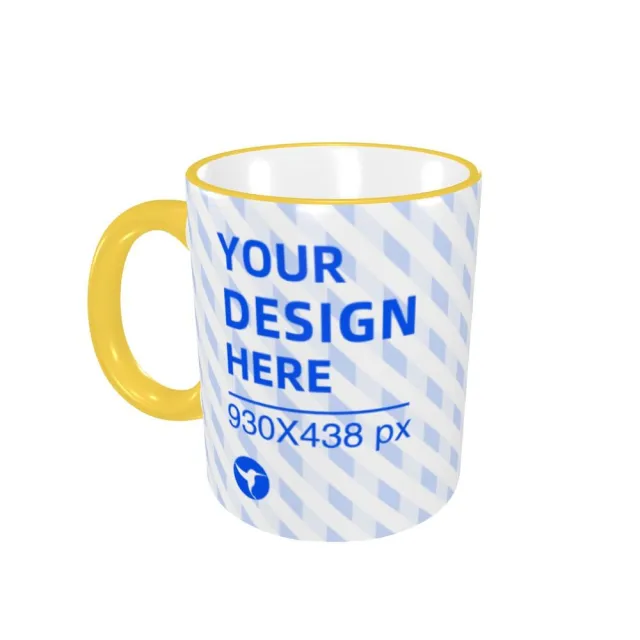 Eco friendly Ceramic Comfortable Handle Edge Color Mug Yellow - Shop at LoveMi
