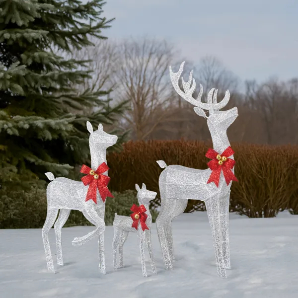 3-Piece Lighted Christmas Reindeer Family Set Outdoor Decorations, Weather Proof Sparkling Deer Family… image 12