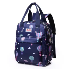 Mini Printed Folding Trolley Bag Detachable Dual Purpose Backpack - Blue - View 1