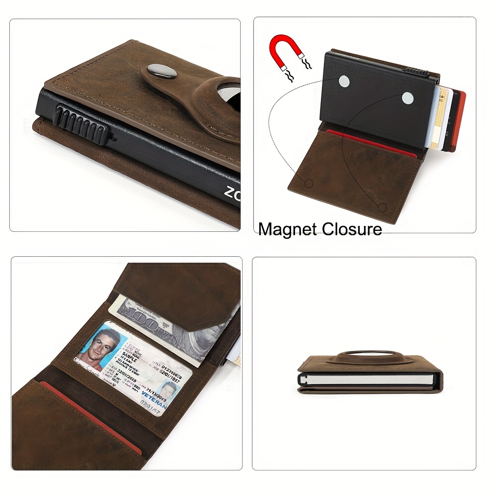 Men's Wallet With Airtag Card Slot, RFID Anti-theft Credit Card Smart Pop-up Tri-fold Wallet — foto 2