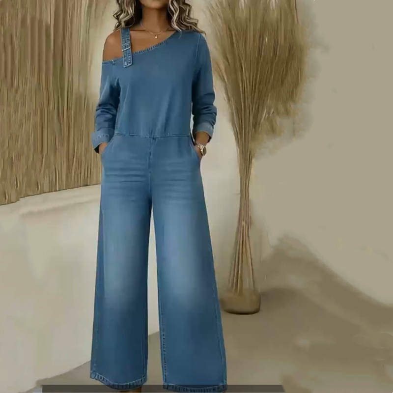 Cowboy One Neck Zipper Pocket Jumpsuit