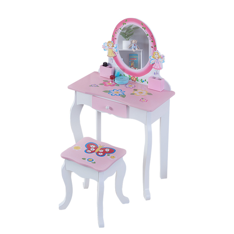 Wooden Makeup Dresser Furniture Girls Mirrored Dressing Table For Kids — foto 3