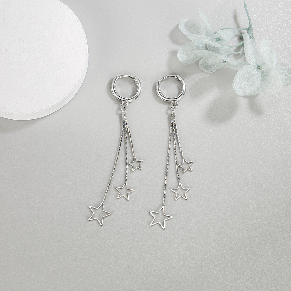 S925 Silver Tassel Earrings Women's Long Style