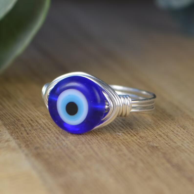 New Devil's Eye Ring Pure Handmade Copper Wire Individual Color