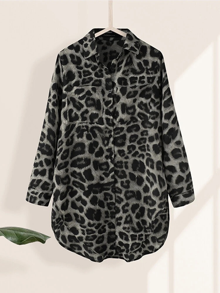 Title 4, Leopard Print Split Shirt Women