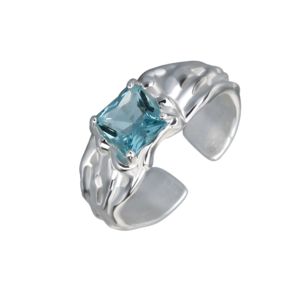 Small Design Blue Zircon High-grade Cool Wind Irregular Ring