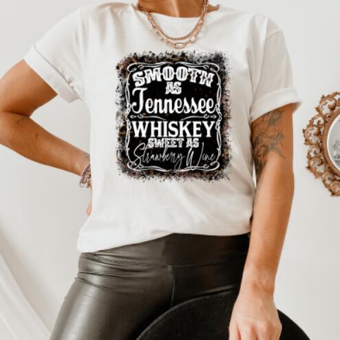 Title 2, Whisky Printing Casual Womens Short Sleeve Shi...