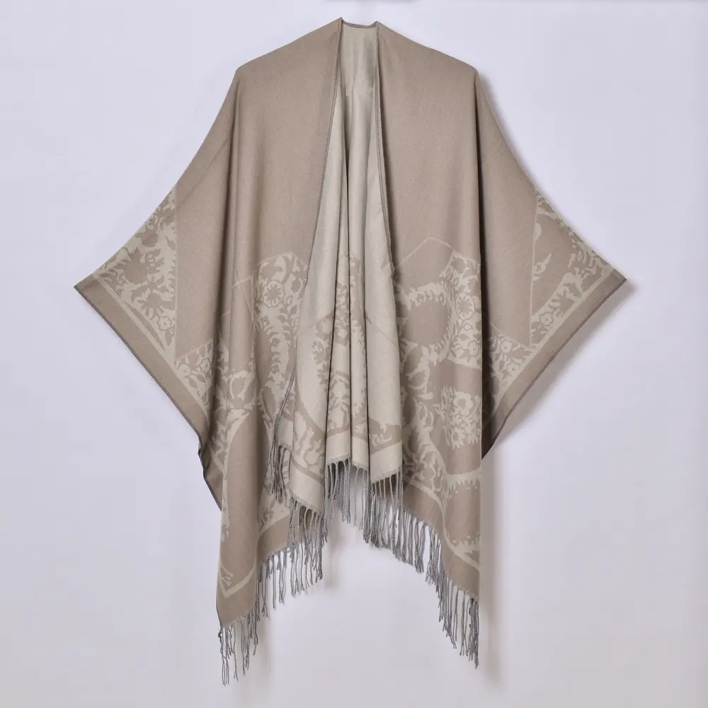 Women's Autumn Winter Vintage Floral Shawl Coat