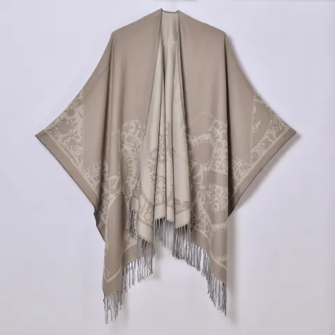 Women's Autumn Winter Vintage Floral Shawl Coat