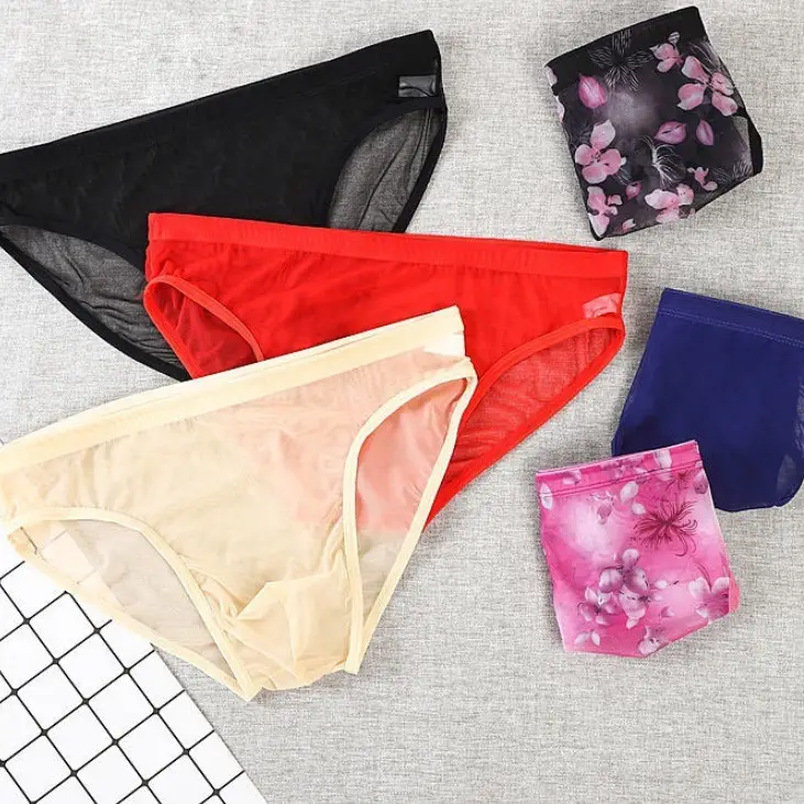 Men's Underwear Ice Silk Briefs Fully Transparent