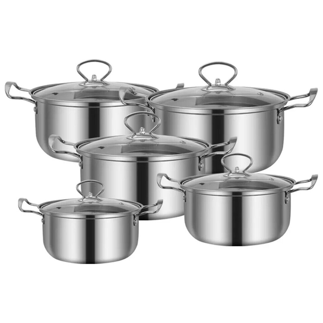 11PCS Induction Non Stick Stainless Steel Cookware Cooking Pot Pan With Lids Set — image 10