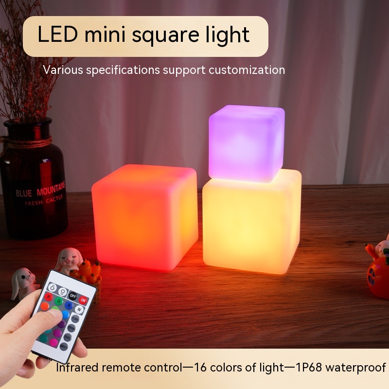 Title 1, Mini Square Seven-color Night Light Stage Props...