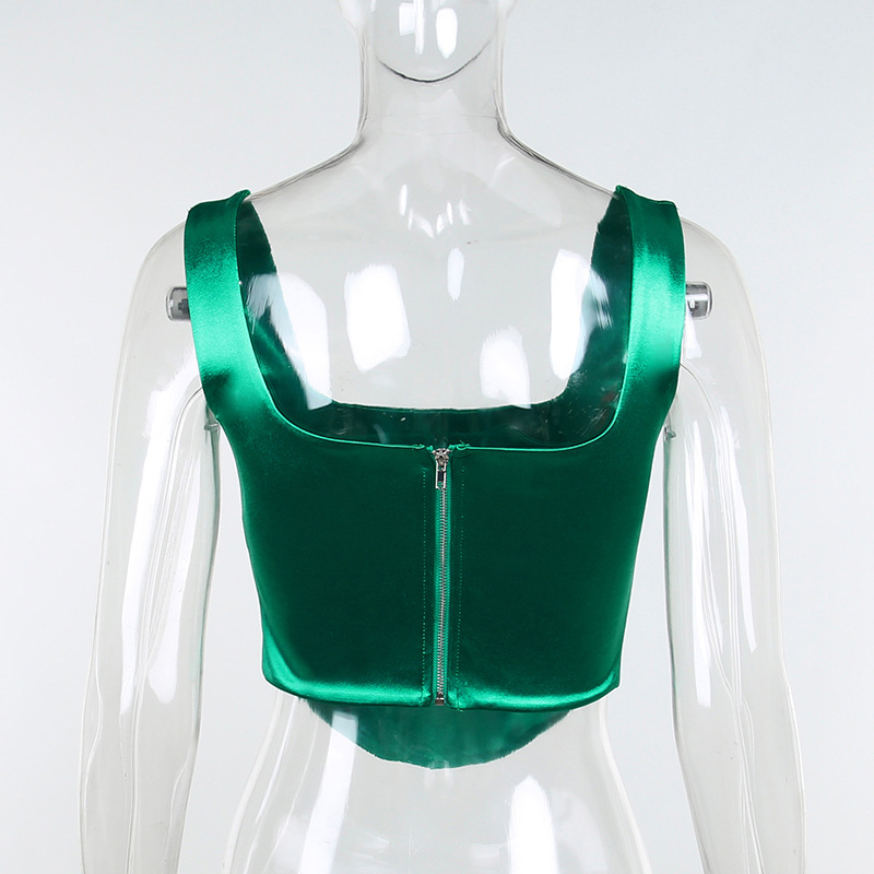 Fishbone Corset Solid Color Square Neck Fishbone Corset