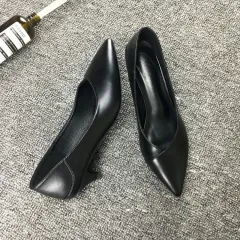 New Women's Black Sheepskin Professional High Heels - Black - View 1