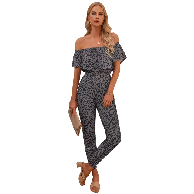 European And American Women's Printed Backless Jumpsuit Brown - Shop at LoveMi