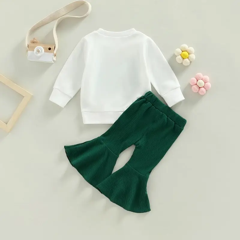 Autumn Infant Holiday Suit Girls' Long Sleeve Sweatshirt Bell-bottom Pants Two-piece Set