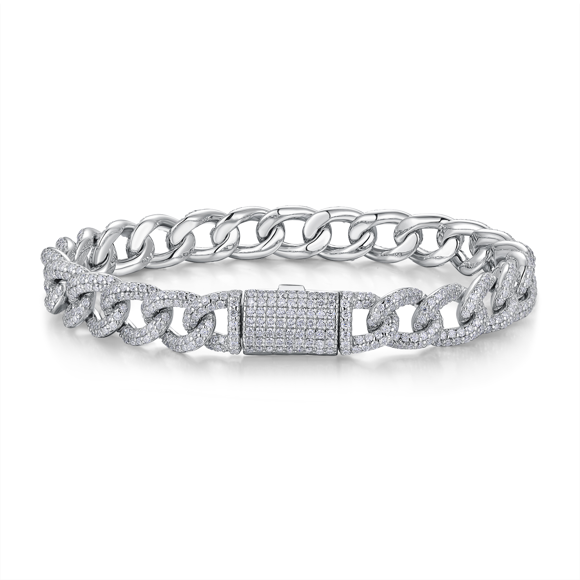 Set With Top-quality Moissanite, This Luxurious And Fashionable Light Luxury Jewelry Silver Bracelet Is Made Of S925 Silver Electroplated With Platinum