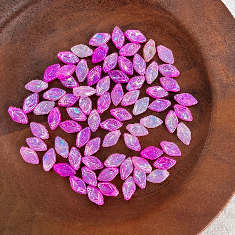 Glow-in-the-Dark Two-Tone Acrylic Leaf Loose Beads, Horizontal Hole Macaron Mixed Leaf Pendants For DIY Jewelry Earrings Making