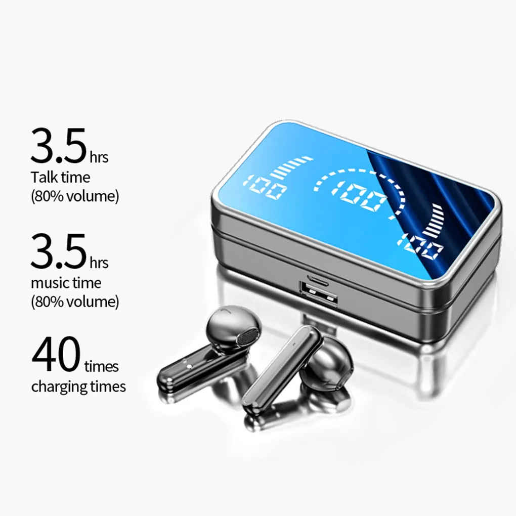 Wireless Bluetooth Earphone In-ear Super Long Standby Wireless Headsets With Mic LED Stereo Audio Sport Earbuds – image 2