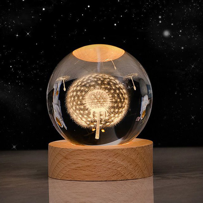 Luminous Starry Sky And Planets Moon Moon Crystal Ball Small Night Lamp ...