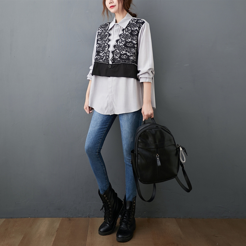 Title 4, Lace Stitching Western Style Loose Long Sleeves