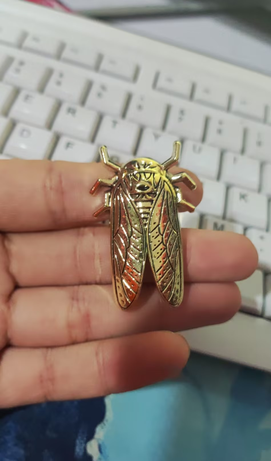 Adjustable Large Brass Cicada Gothic Jewelry Ring