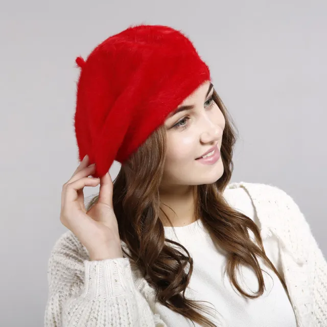 Women's Solid Color Wool Bud Sweater Painter Hat Red - Shop at LoveMi