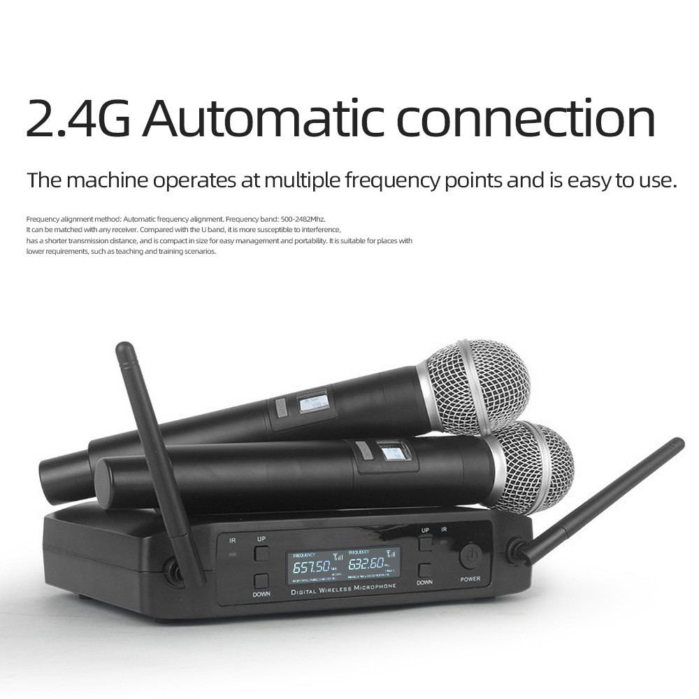Professional 2 Channel UHF Wireless Dual Microphone Cordless Handheld Mic System 6