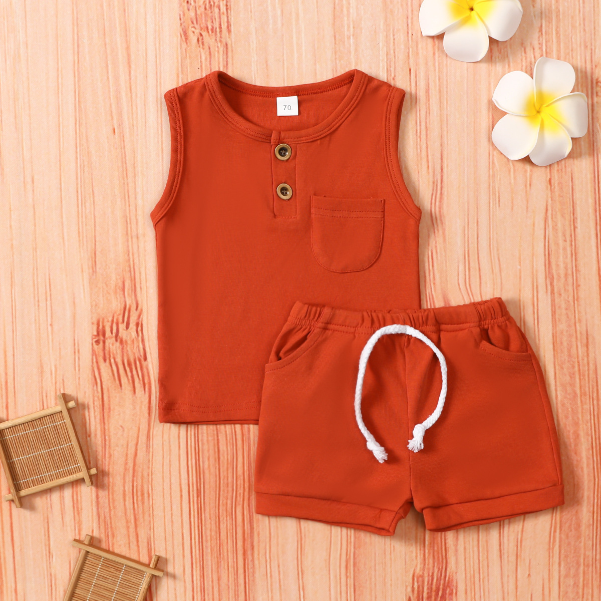 Boys' Sleeveless Tank Top Shorts Two Piece Set