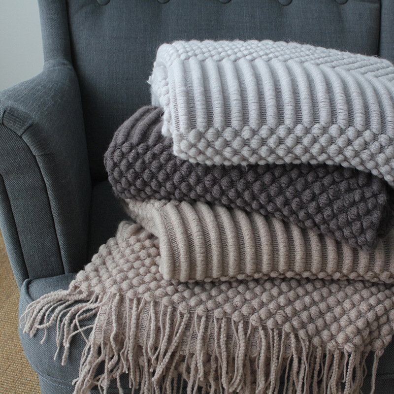 Title 7, Nordic Style Knitted Solid Color Blanket