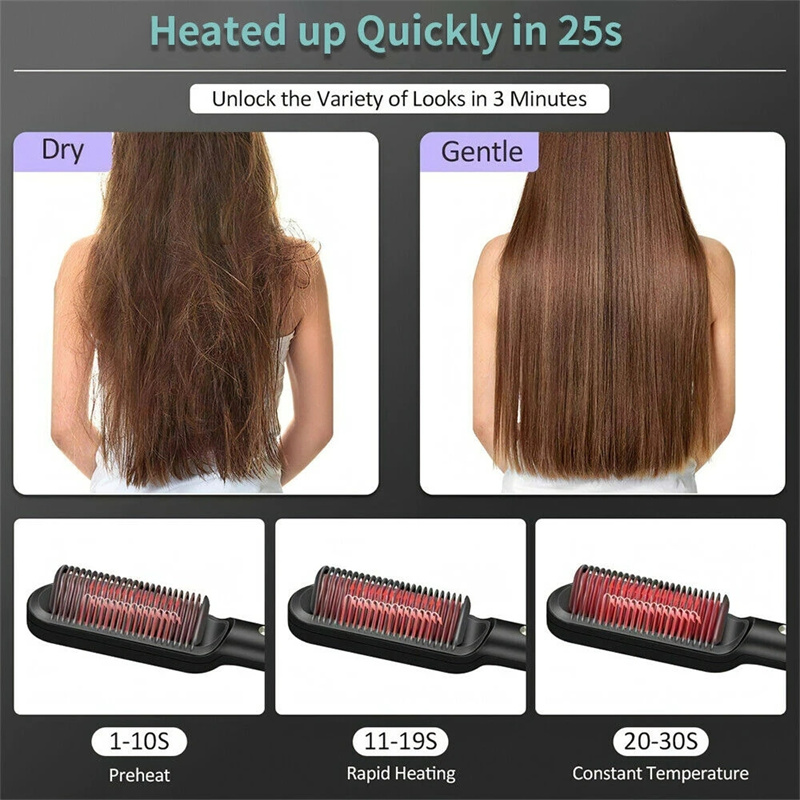 New 2 In 1 Hair Straightener Hot Comb Negative Ion Curling Tong Dual-purpose Electric Hair Brush - Image 4