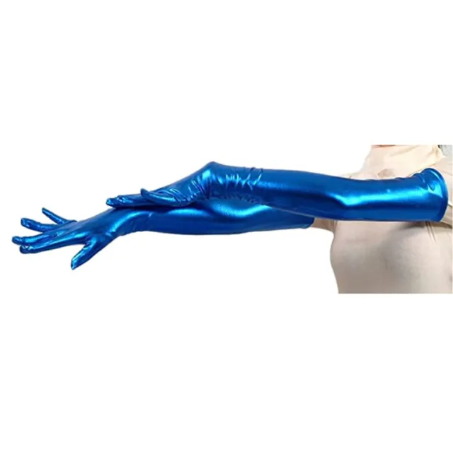 Stage Performance Prom Rubberized Tight Gloves Sapphire - Shop at LoveMi