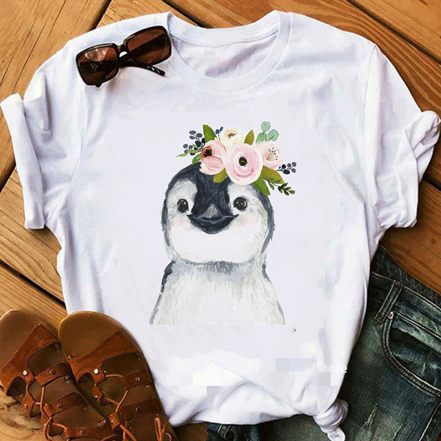 Title 2, Penguin Wearing Flowers New Print Wish Women