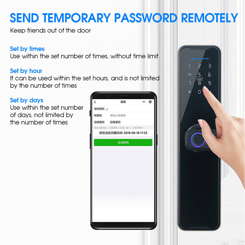 Electronic Bluetooth Door Lock T Uya APP Fingerprint Card Password Key Entry Lock 10