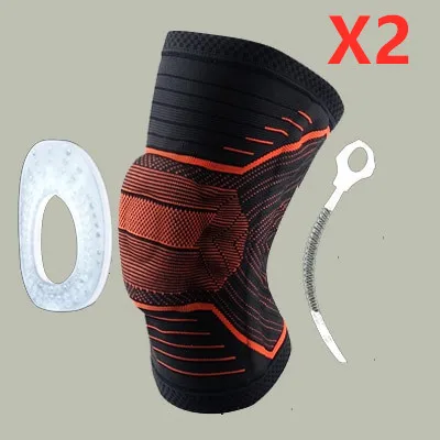 Knee Patella Protector Brace Silicone Spring Knee Pad Black Red 2Pcs - Shop at LoveMi
